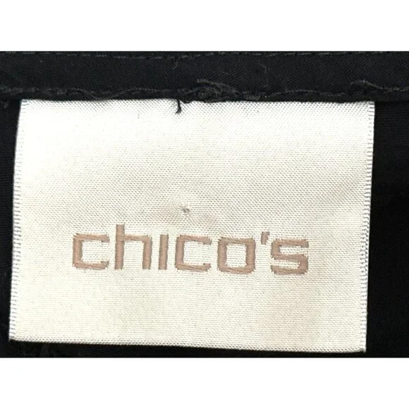 Chicos Black Polka Dot Cardigan Lightweight Open Front Blouse Roll Tab Sleeves - Picture 5 of 12